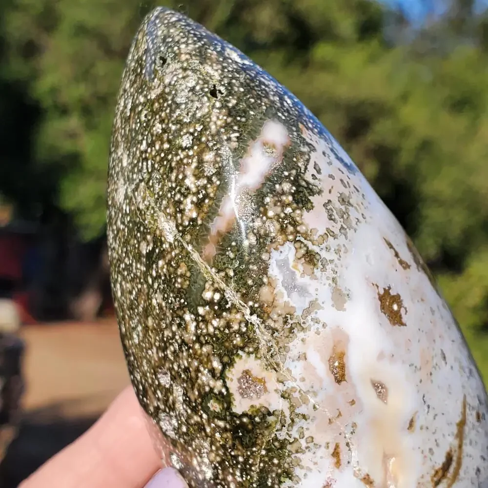Ocean Jasper Pink Rounded Standing Druzy Freeform Crystal 600 Grams